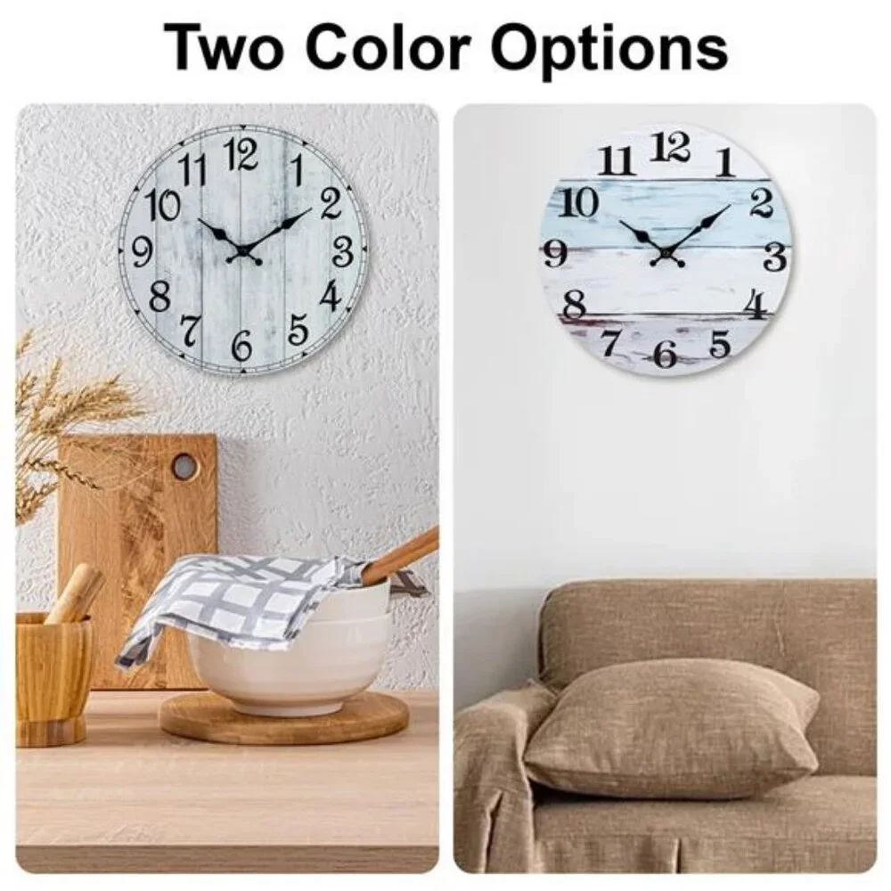 Wall Clock 12 Inch Bathroom Clock, Rustic Wall Clocks Battery Operated, Silent - Picture 7 of 7